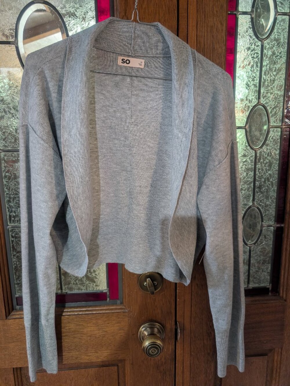 Womens crop long sleeve shrug, size Medium; NWT